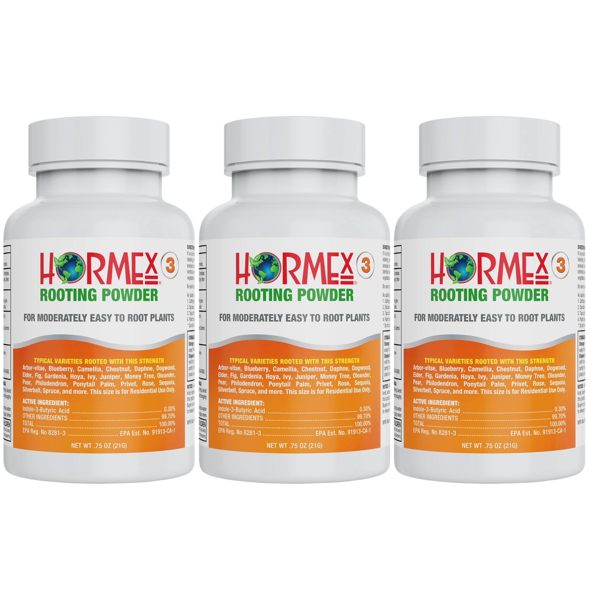 HormexRooting Powder #3 (0.30 IBA) - Rooting Hormone for Common Home and Garden Plant Cuttings - Root Stimulator for Plant Cloning - Maximize Propagation Success (3 Pack)