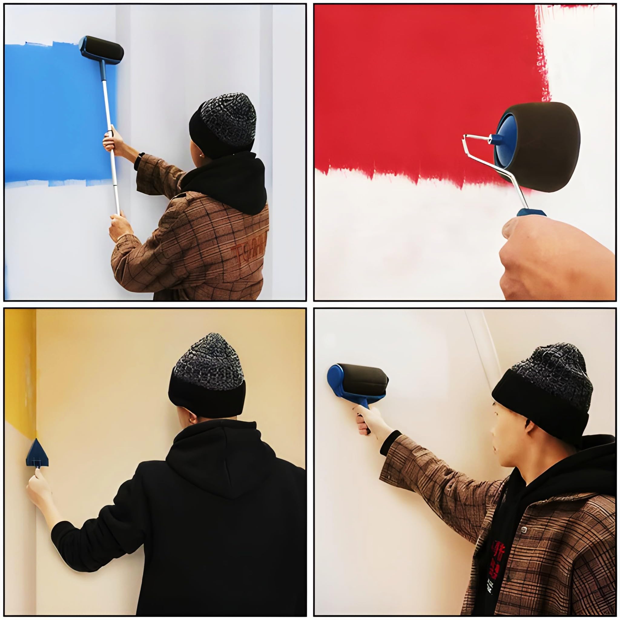 DIY zestaw wałków do malowania ścian wielokrotnego napełniania niekapiący "Easy Paint wypełniony i malowany" 5 szt.