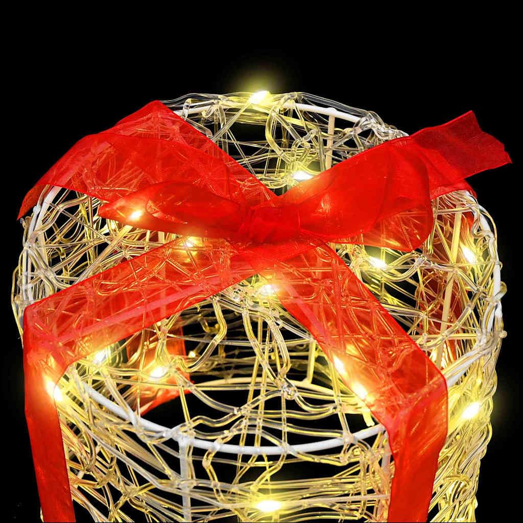 Pudełko na prezent, dekoracja, 3 sztuki, akryl, 20 x 20 x 21 cm, z paskami LED o ciepłej białej barwie, dekoracja bożonarodzeniowa do salonu, biura i na święta