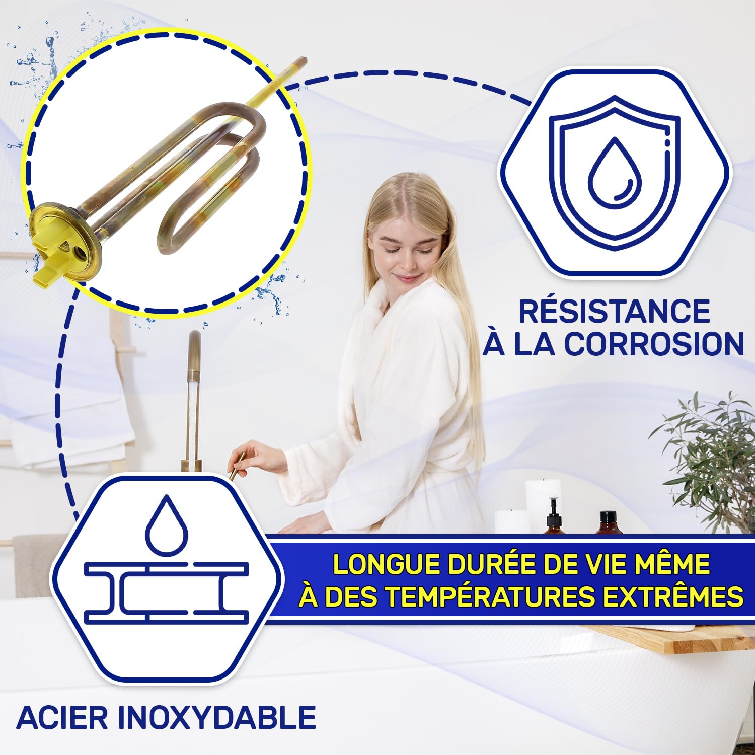 Resistance pour Chauffe Eau 1200W avec Code Original 61401776 pour Ariston - Garantie de 10 Ans - MONTERAL