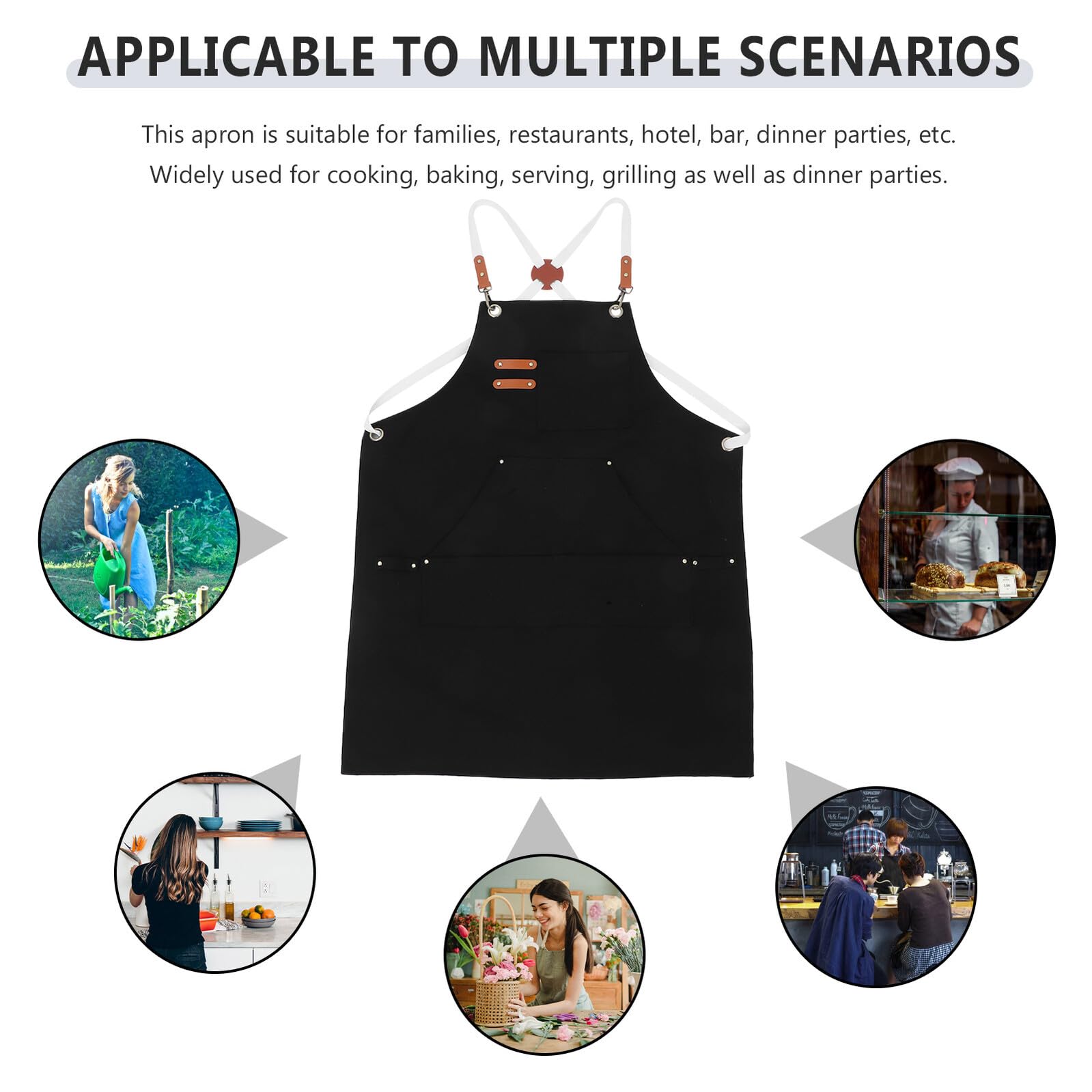 Gatuida Delantal de Lona Gruesa para Hombre con Múltiples Bolsillos Resistente y Utilitario Negro para Barbacoa Carpintería y Trabajo al Aire Libre Delantal de Cocina y Taller con