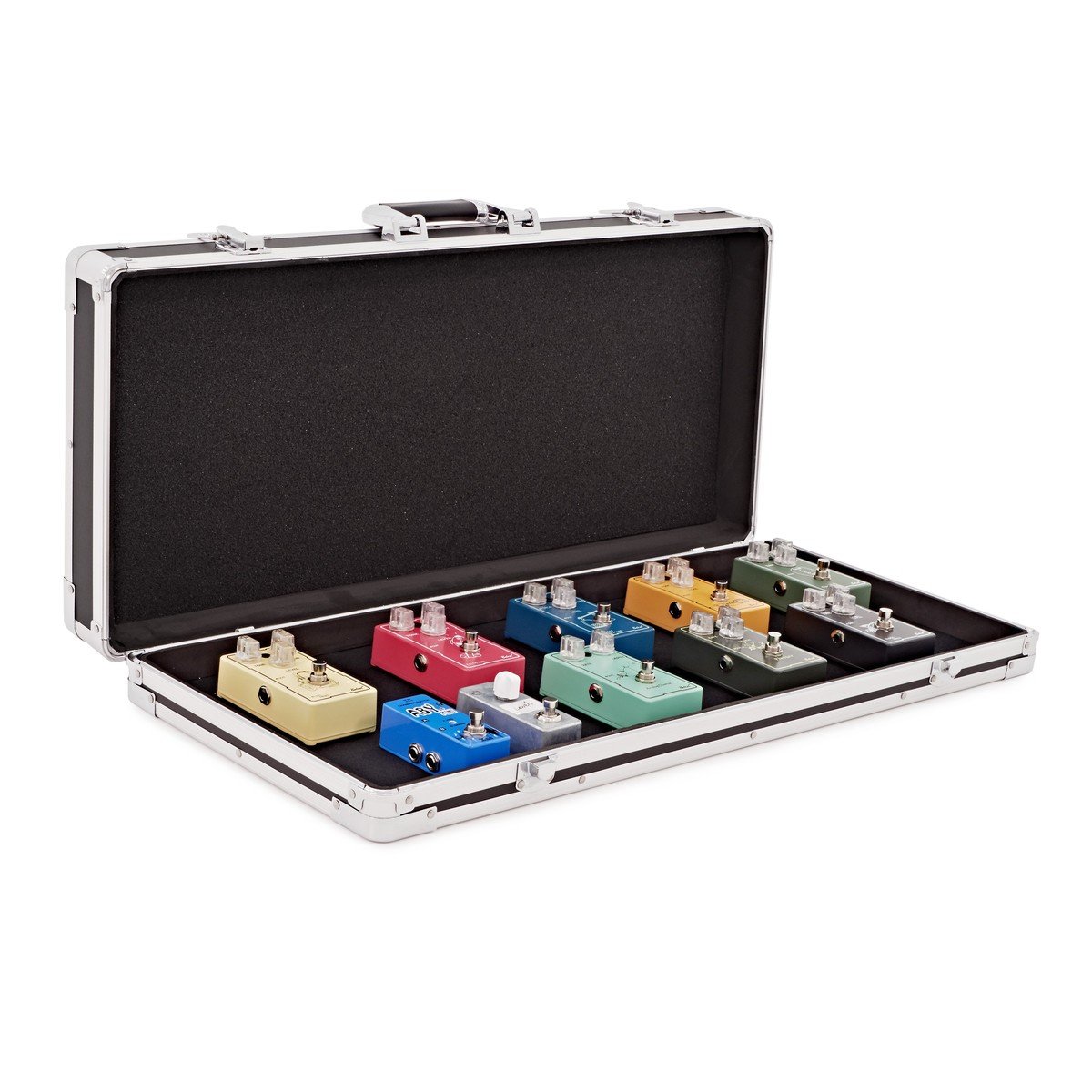 Gear4Music Pedalboard-Flight Case, groß | Für 12-15 Pedale geeignet, ABS-Konstruktion mit Metallkanten, tragbar und langlebig, Innenmaße 270x665x70mm