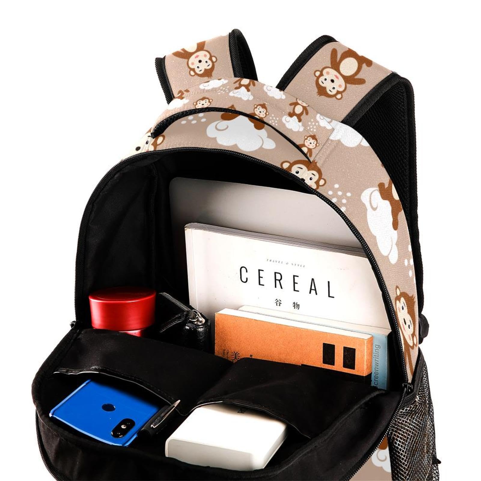 Zaino scolastico per uomini e donne, borsa da viaggio per laptop con scimmia, leggera, zaino casual per libri