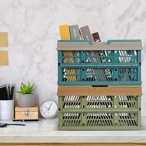 Miniatura 6 de Cesta de la compra plegable Caja de almacenamiento de plástico Comestibles Frutas Verduras Cesta de compras con asa Supermercado Venta al por menor