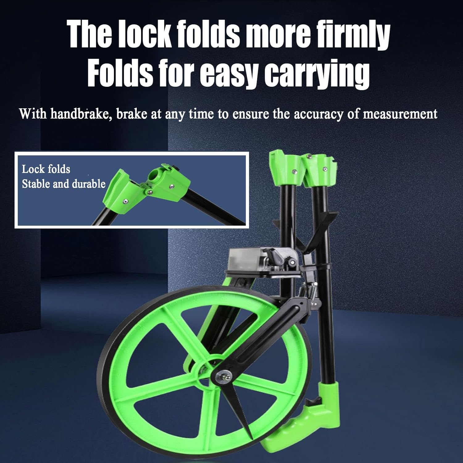 Folding Measuring Wheel, 12.5" Rolling Measure Wheel, Walking Distance Measuring Wheel, Measurement 0-99999.9 (Meters/feet), with Handbrake and Kickstand
