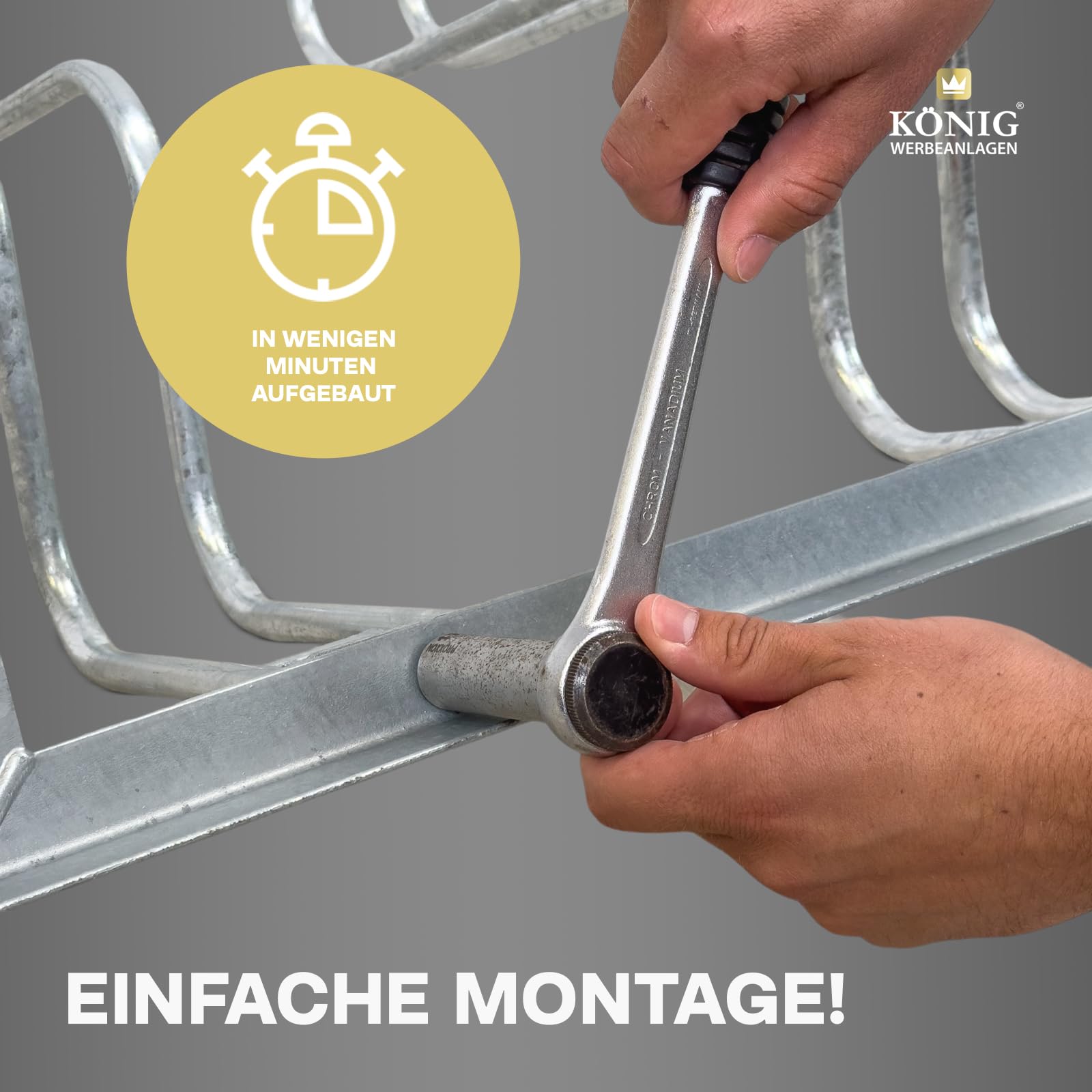 Dreifke Hochwertiger Fahrradständer Standparker Wyk für 5 Fahrräder | Sicherer, robuster Fahrradparker Mountainbike & eBike | einseitig | Stahl verzinkt, wetterfest