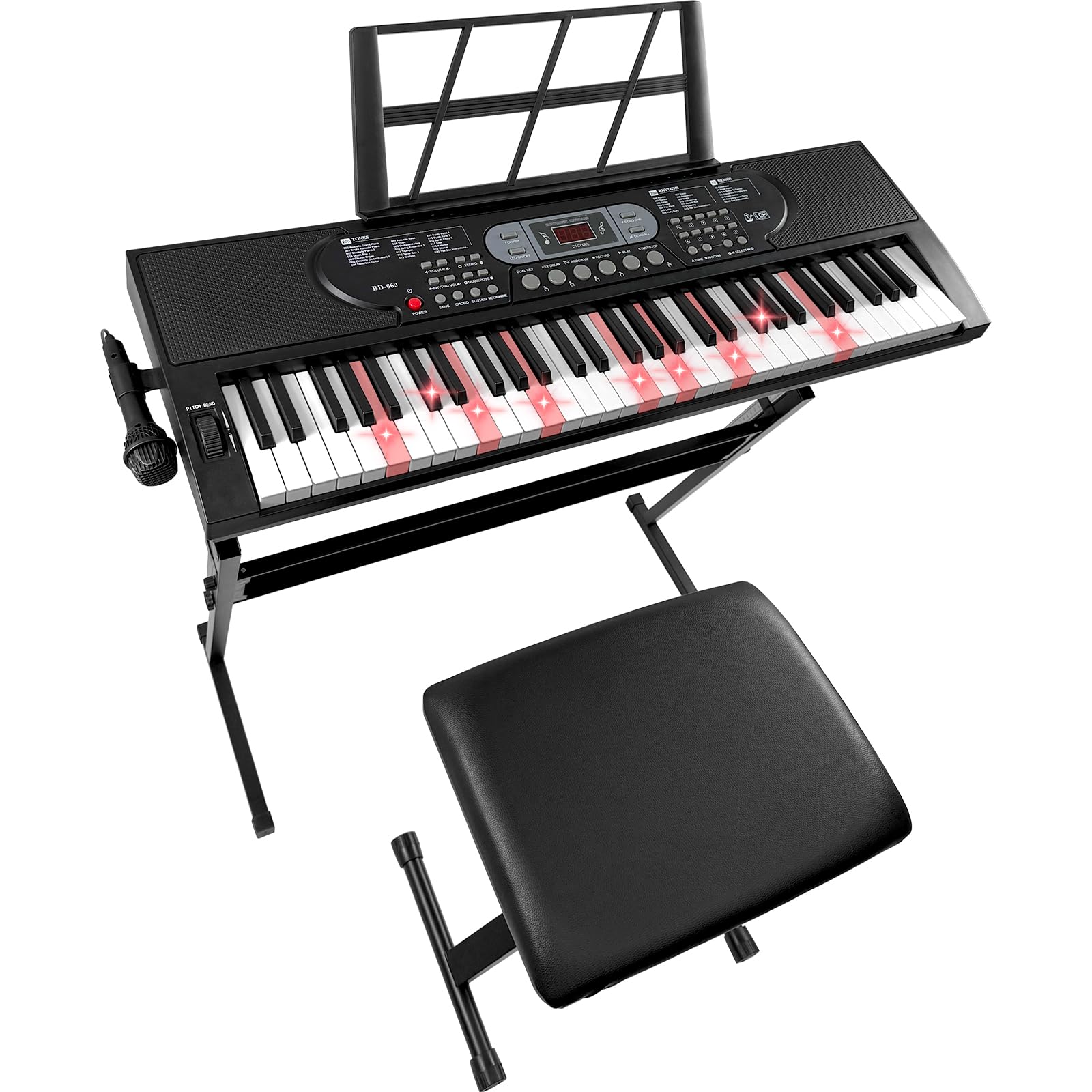 Jacgood 61 Key Piano Keyboard with Lighted up Keys