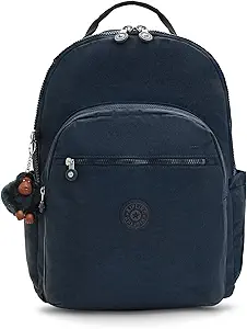 Kipling Women's Seoul Extra Large 17” Laptop Backpack, Durable, Roomy with Padded Shoulder Straps, School Bag, True Blue Tonal 2, 13.5" L x 18.25" H x 7.75" D