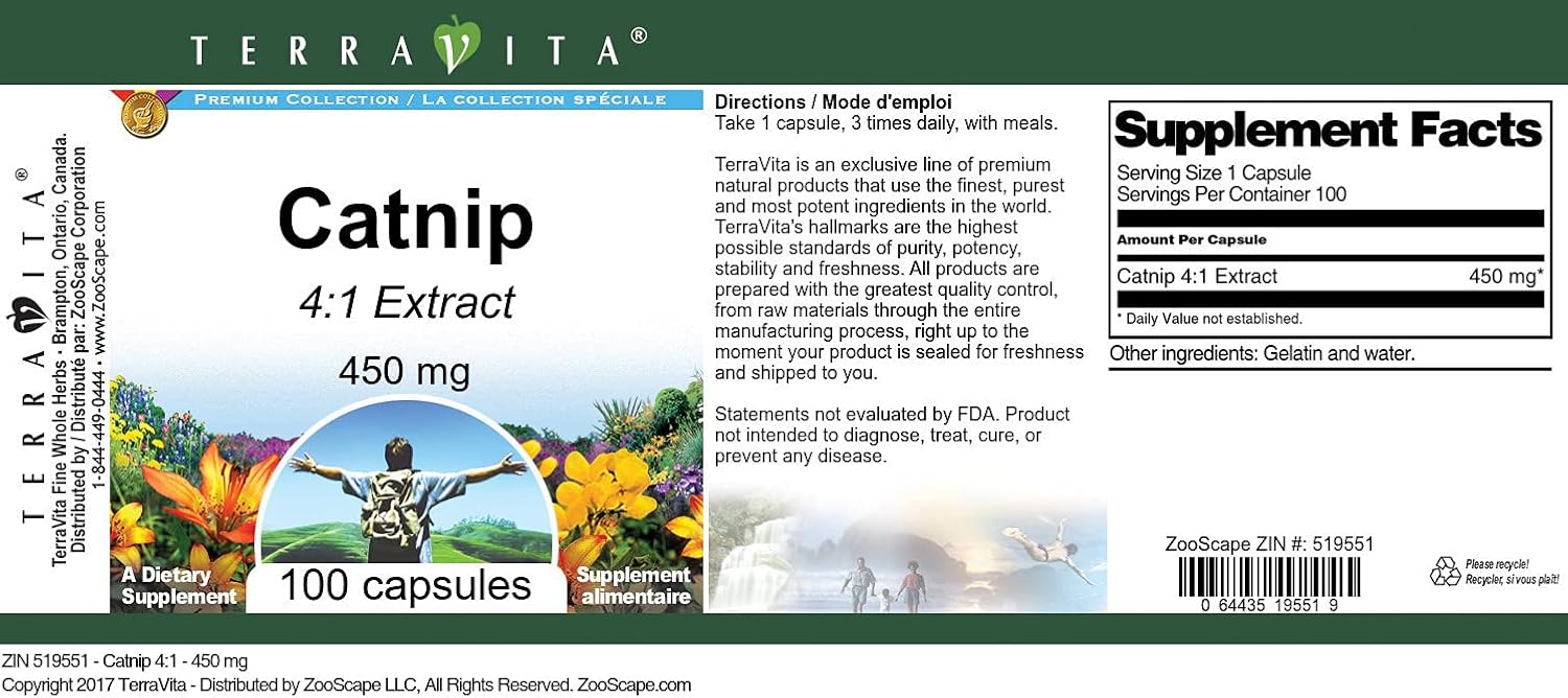 Catnip 4:1-450 mg (100 Capsules, ZIN: 519551) - 3 Pack