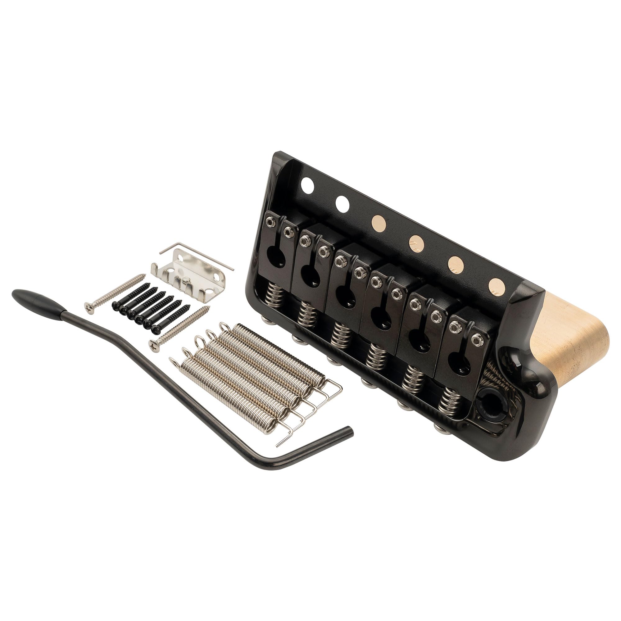 Musiclily Ultra BV022 52,5mm 6-Punkt Tremolo Steg Brige Knife Edge Schwarz | Vollmassives Messing,mit 36mm Block,für Strat Style E-Gitarre