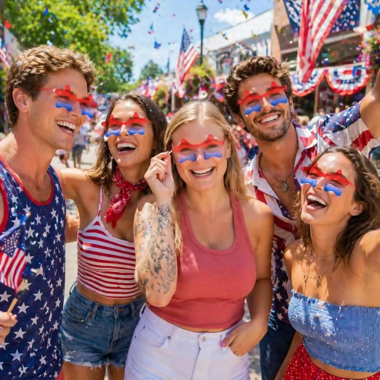 4th of July Star Sunglasses - Patriotic Party Glasses for Independence Day