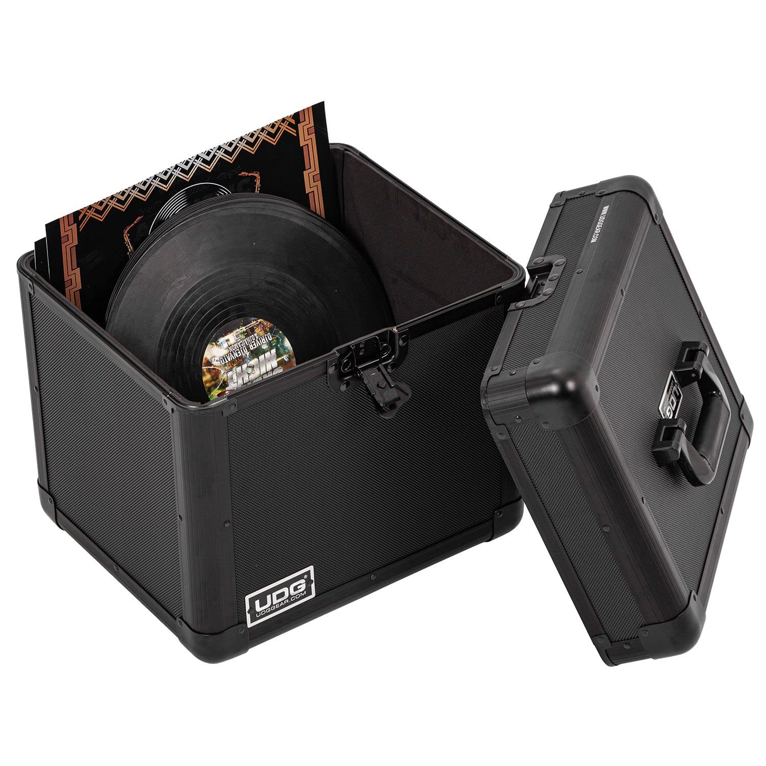 UDG Ultimate Record Case 80 – Leichtes Aluminium-Flightcase für 12"-Vinyl – Schwarz (U93017BL) | Schützen Sie 80 Schallplatten in einem leichten Aluminiumgehäuse; Pick-Foam-Interieur mit sicheren Verschlüssen