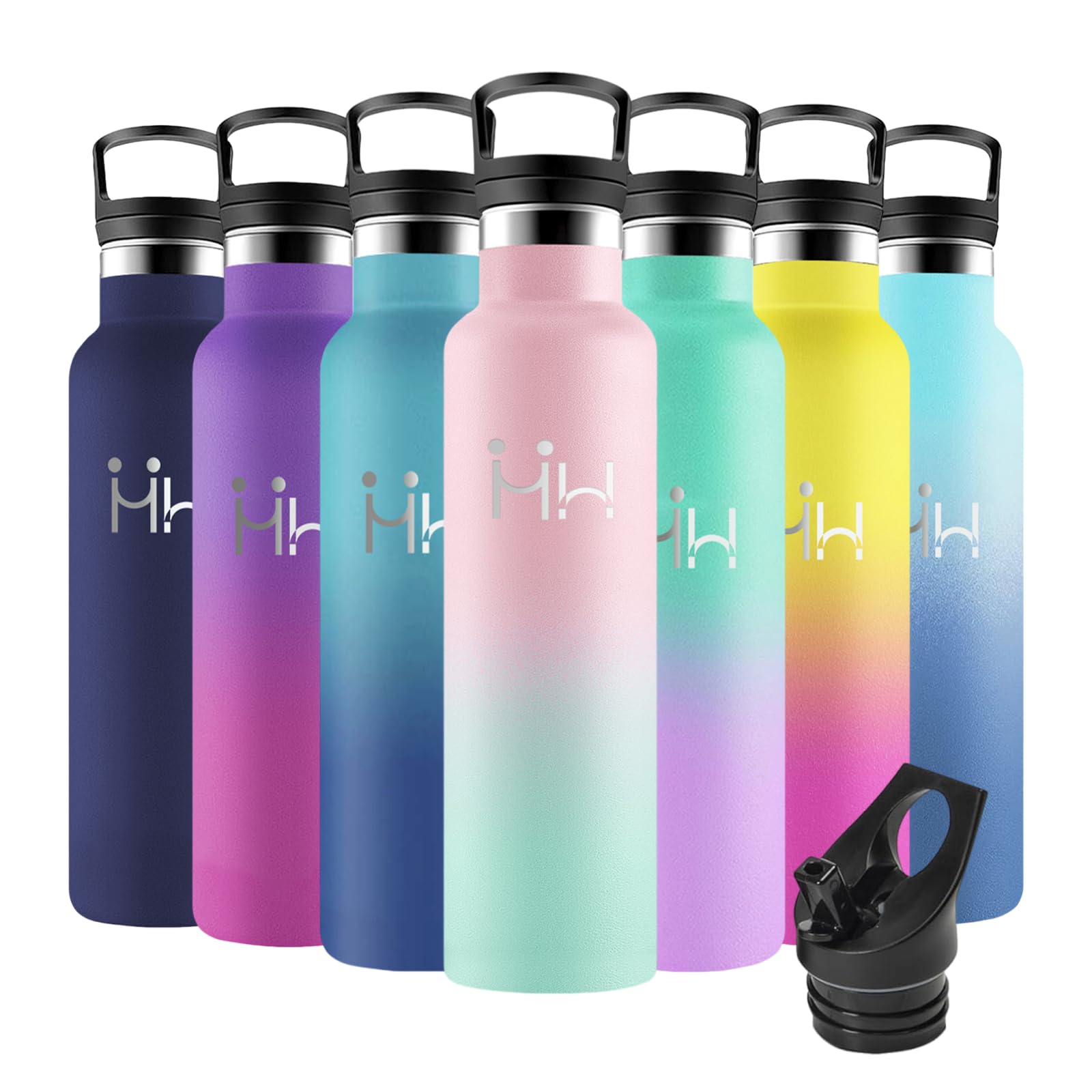 Motswedi Trinkflasche Edelstahl, 1000ml BPA-Frei, Trinkflasche mit Strohhalm, Kalt&Warm, Edelstahl Trinkflaschen, Auslaufsicher, Thermosflasche für Sport, Fitness, Outdoor, Yoga, Hellrosa & Hellgrün