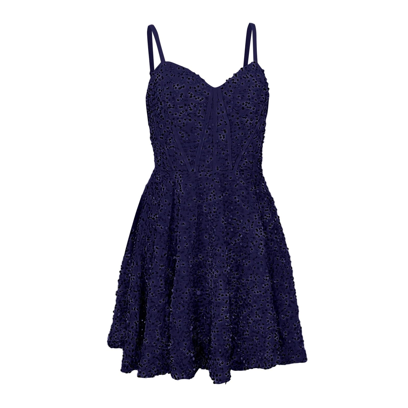 Generisch Mini abito sexy da donna, con paillettes, spalline sottili, da discoteca, cocktail, profondo, scollo a V, aderente, senza maniche, elegante, aderente