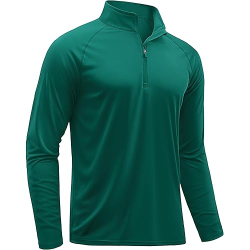 TACVASEN Men's Long Sleeve Athletic Shirts 1/4 Pullover Zip Sun Protection Rash Guard UPF 50+ Outdoor Running T-Shirts