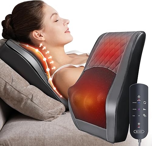 Boriwat Masajeador de espalda y cuello con calor, almohada de masaje 3D para cuello, hombros, piernas, alivio del dolor de piernas, regalos para