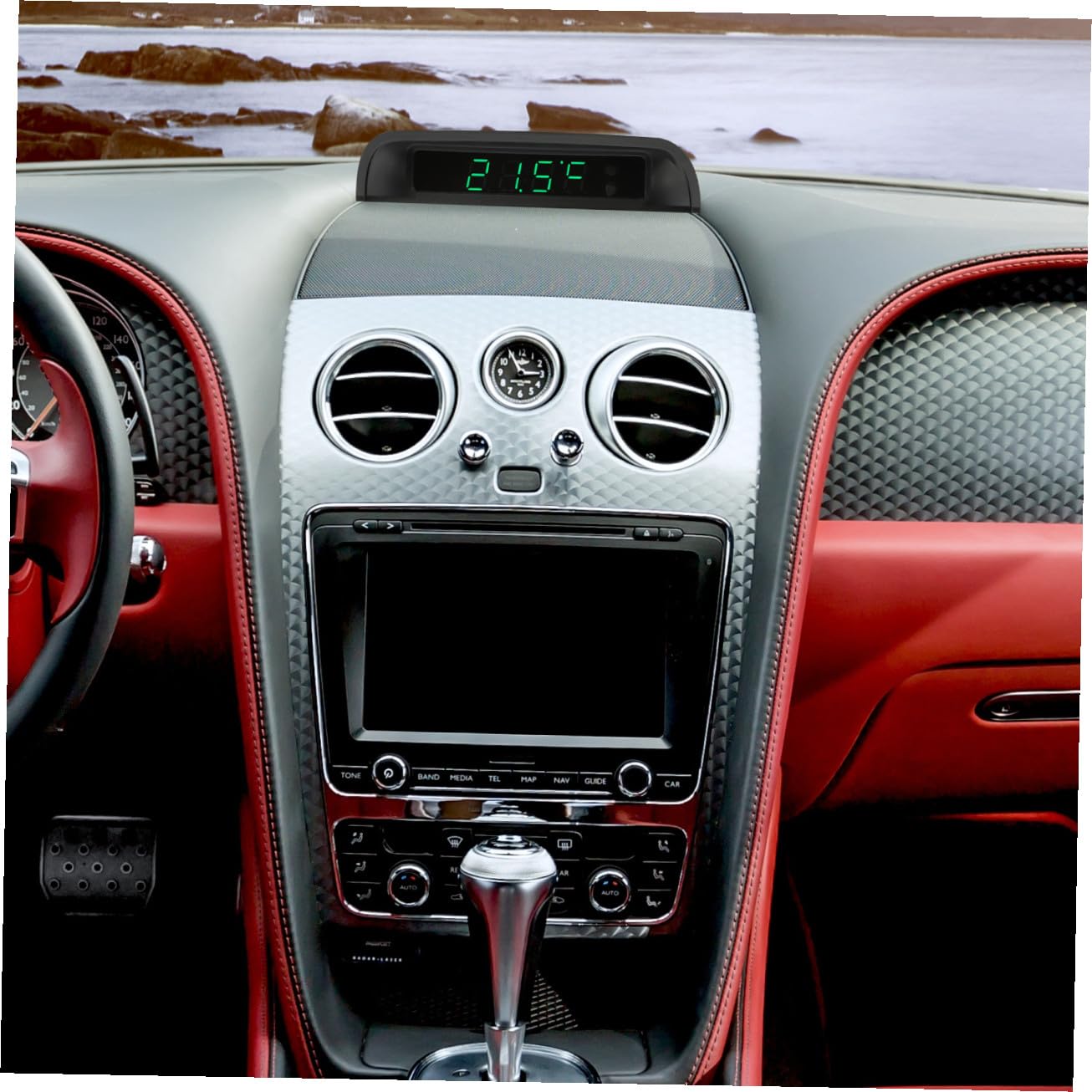 SOLUSTRE High Precision Car Electronic Clock Thermometer Solar-Powered Night Light Vehicle Dashboard Clock Start for Automotive Interior Accessories