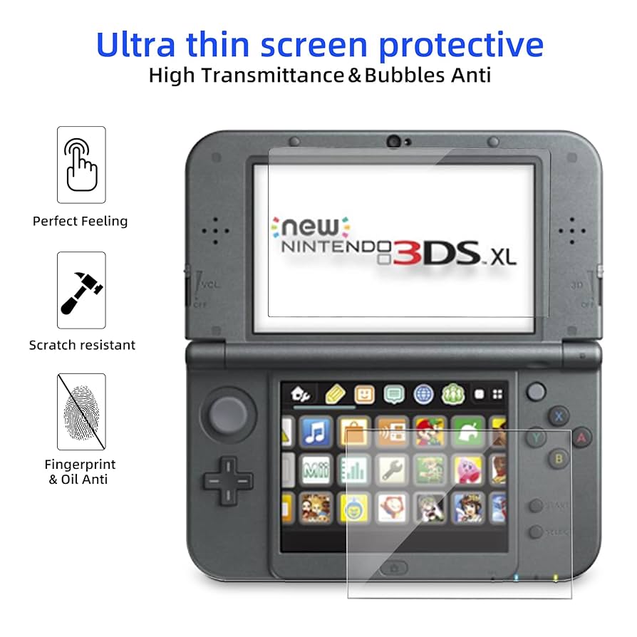 Amazon.com: New 3DS XL Screen Protector, Tempered Glass Top