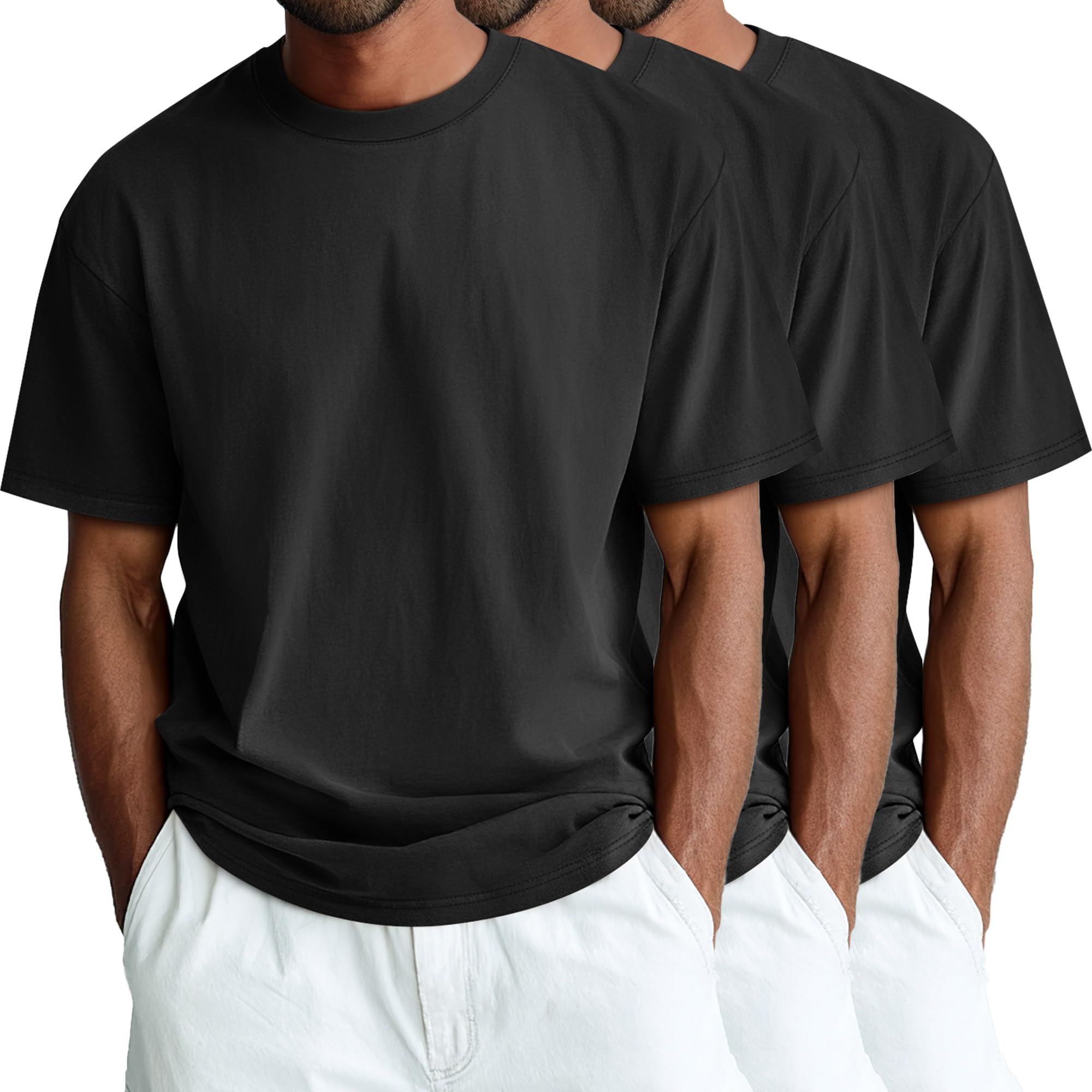 Ficerd 3 Pack Mens Big and Tall Short Sleeve T Shirts