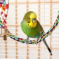 Vista 7 de Weewooday 2 perchas de cuerda para pájaros, cuerda de escalada, accesorios para loros, periquitos, cacatúas, conures (21.6 pulgadas)