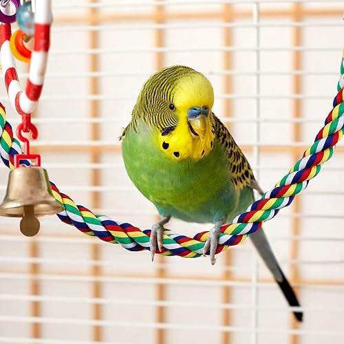 Miniatura 7 de Weewooday 2 perchas de cuerda para pájaros, cuerda de escalada, accesorios para loros, periquitos, cacatúas, conures (21.6 pulgadas)