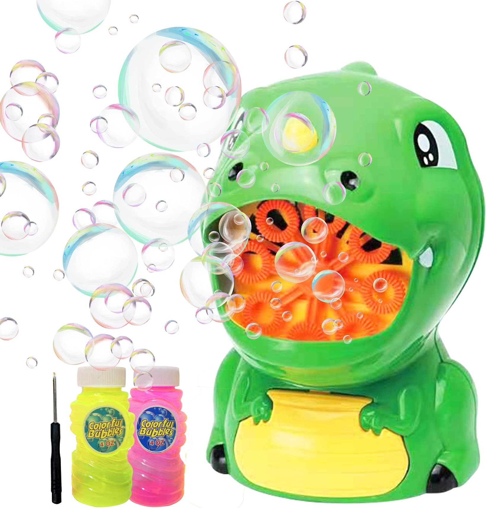 Bubble Machine Kids Dinosaur Toys - Bubble Maker with 2 Bubble Wand for 2-4 Years Boy Age 3-5 Girl Toddlers Adults Cats Dogs, Electric Automatic Bubble Blower for Wedding Party Outside Outdoor Lawn