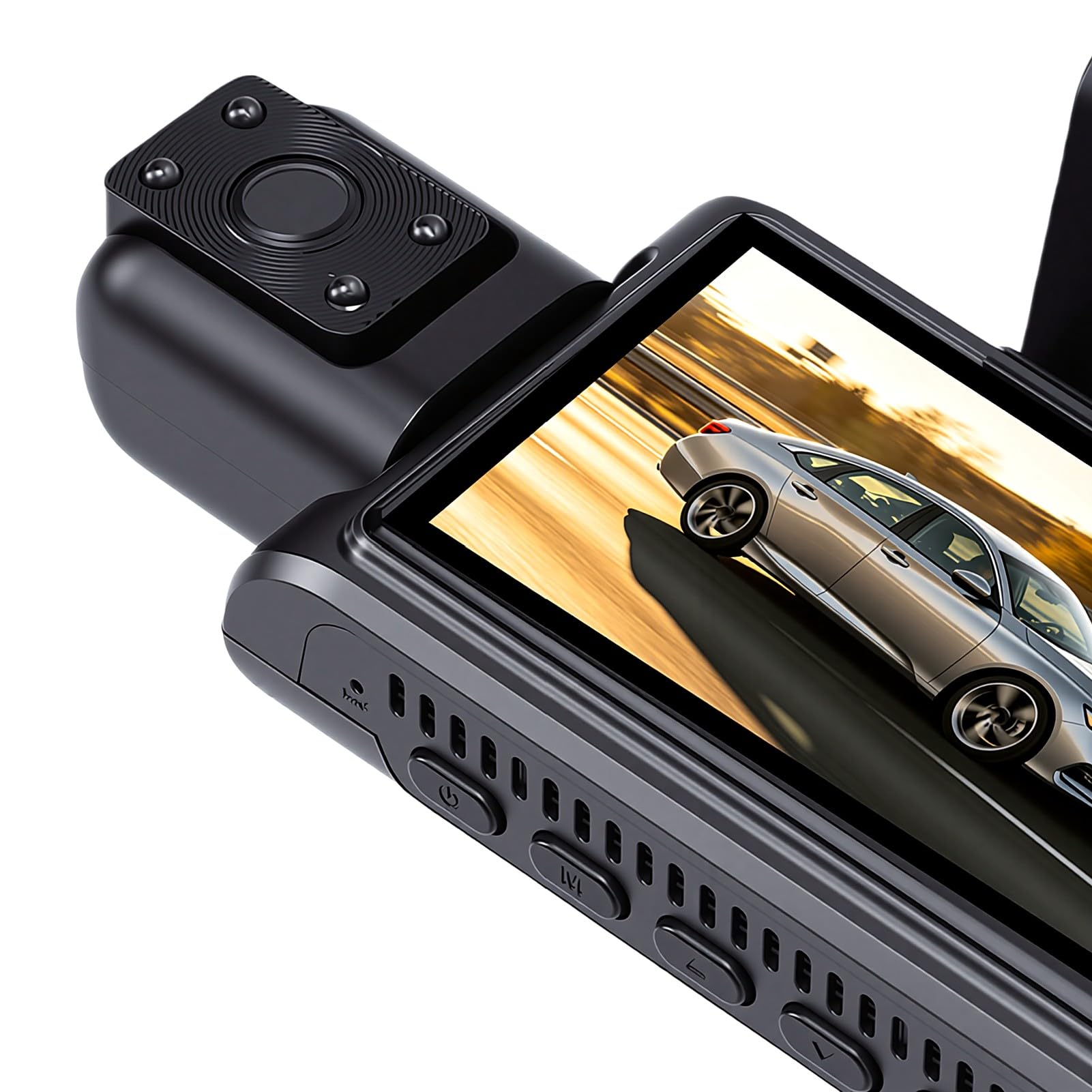 Naroote Dash Cam 4 Canali 1080P, Schermo 3 Pollici, Modalità Notturna