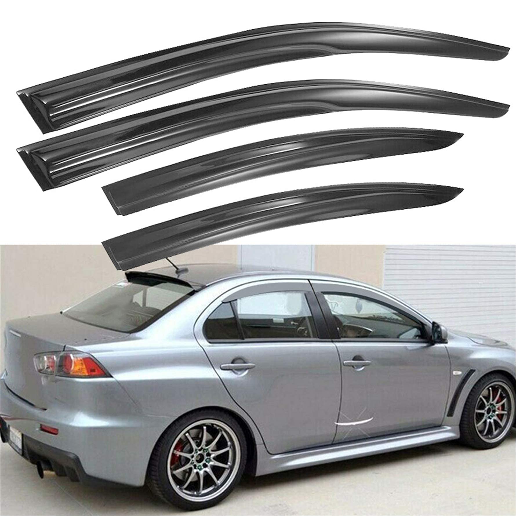 munirater Acrylic Vent Window Visors Rain Guard Replacement for 2008-2017 Mitsubishi Lancer