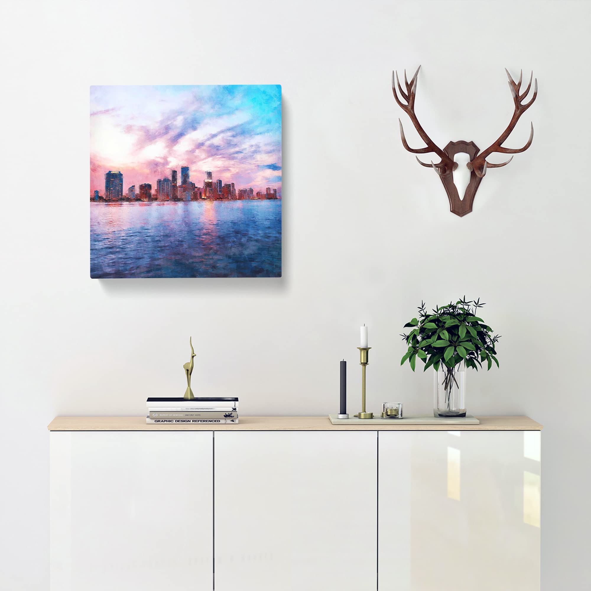 Miami Florida Skyline Canvas Print, Mixed, 35L x 35W cm - Image 2