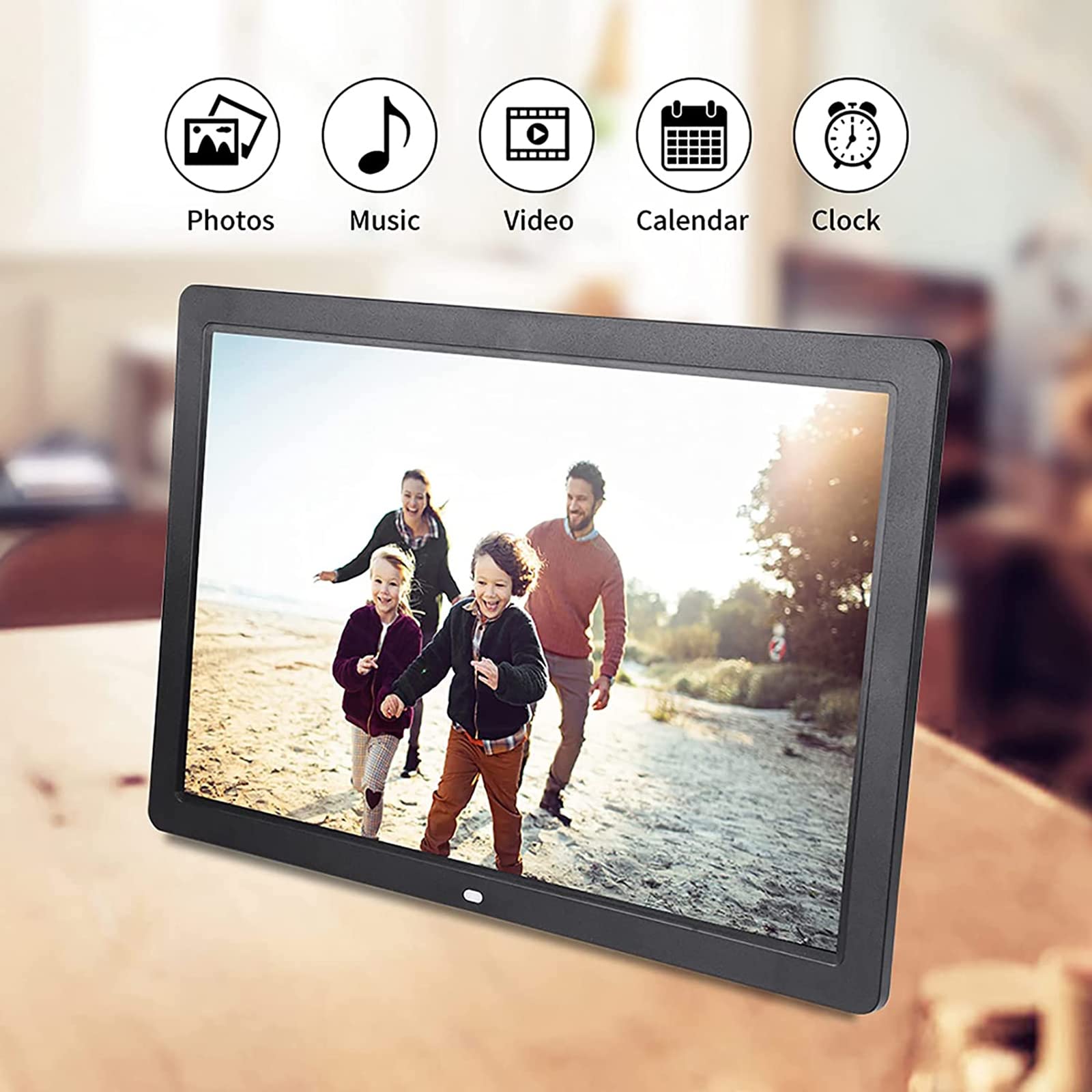 Nuevo Marco De Fotos Digital De 20 Pulgadas, Pantalla IPS De 1440X900, Pantalla Táctil, Sensor De Movimiento, Compatible Con Reloj De Calendario De Vídeo De Rotación Automática,Negro