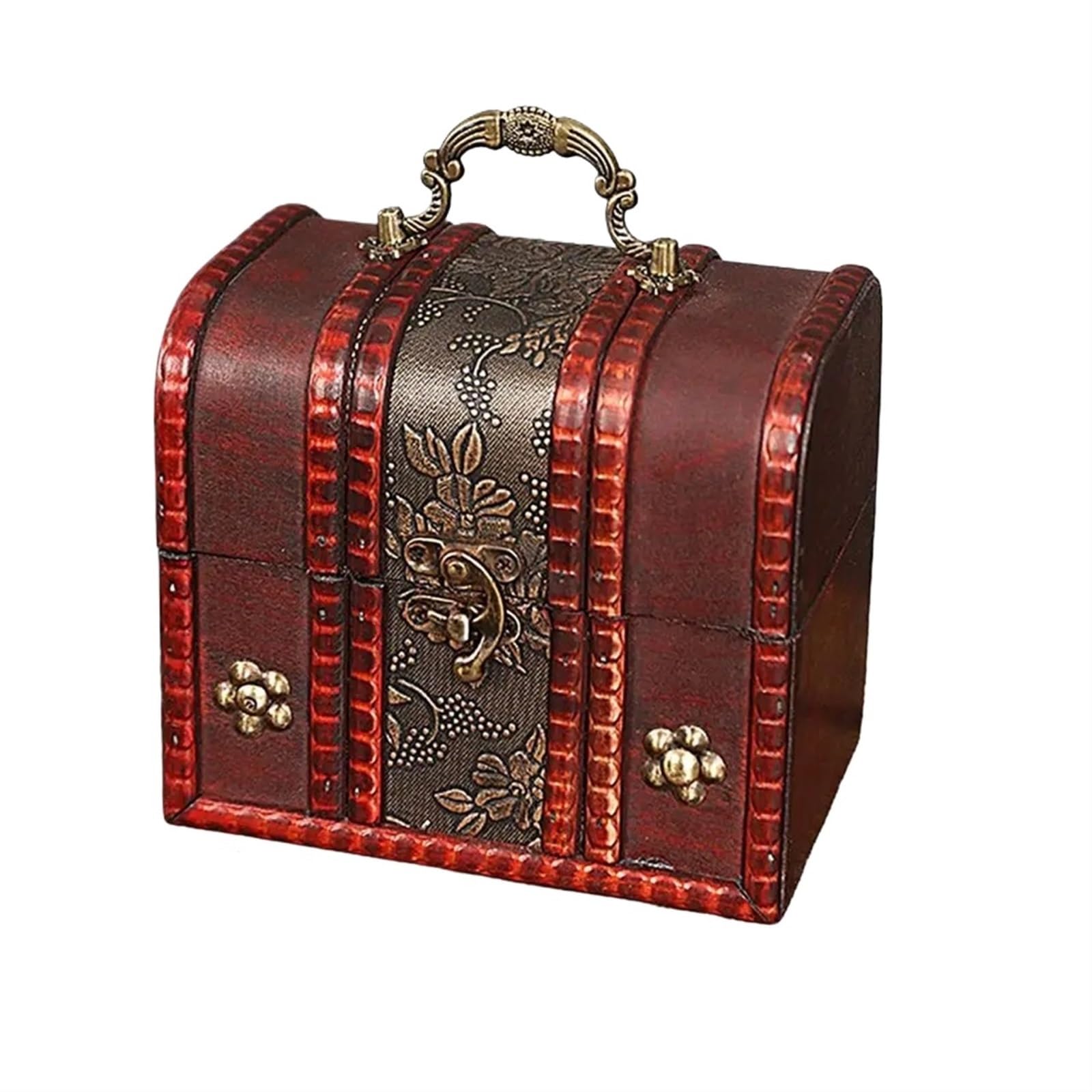 YShiuoL Wooden Storage Box Wooden Chest With Lock Retro Treasure Chests Vintage Wood Antique Style Jewelry Organizer Decorative Home Accessories(Style1)