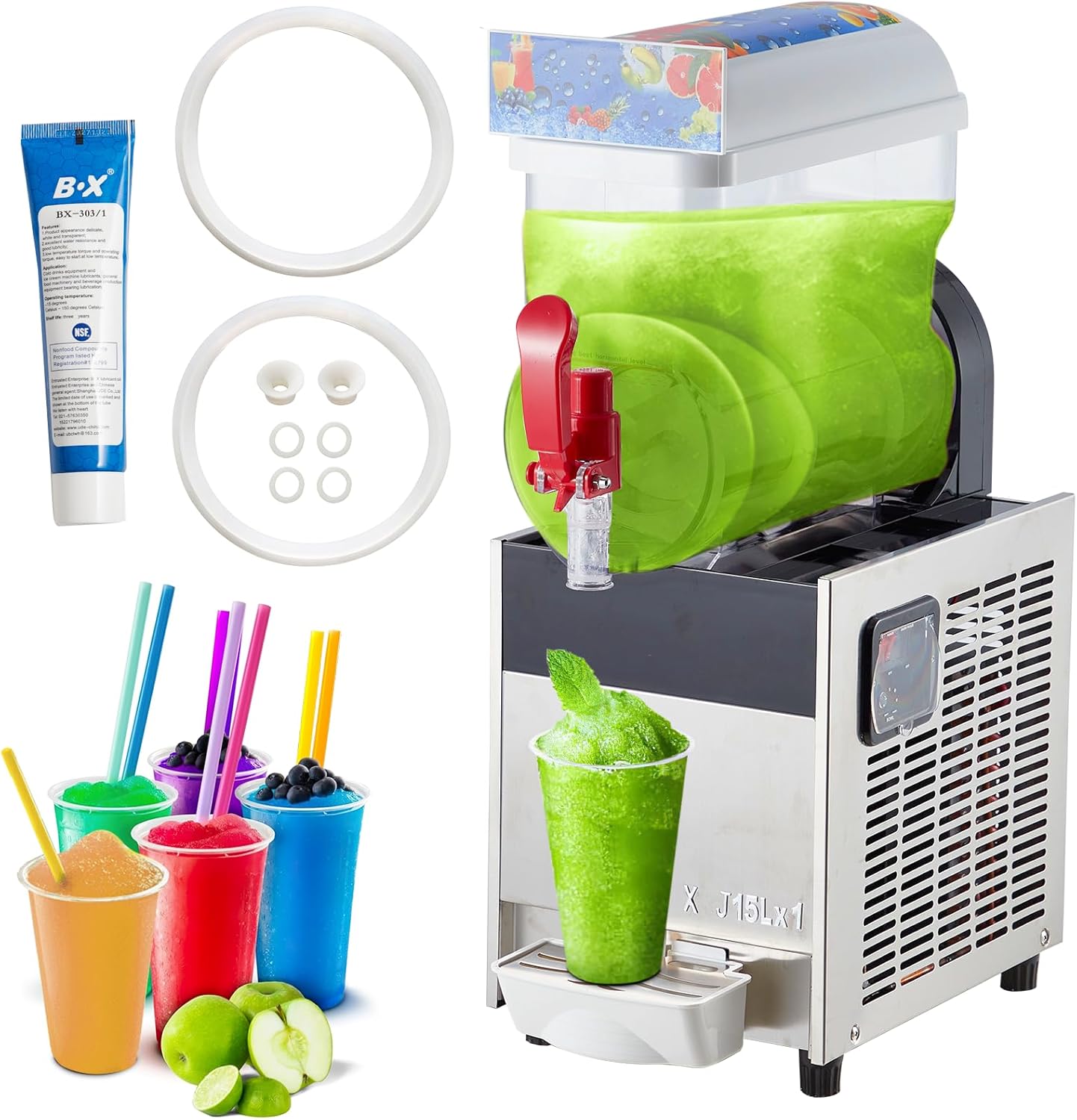 GarveeLife Commercial Slushy Machine 15 L, 3.96 gal Margarita Machine, 400W Frozen Drink Machine, Food-Grade PC Tanks & Stainless Steel, for Restaurants Bars Pool Parties