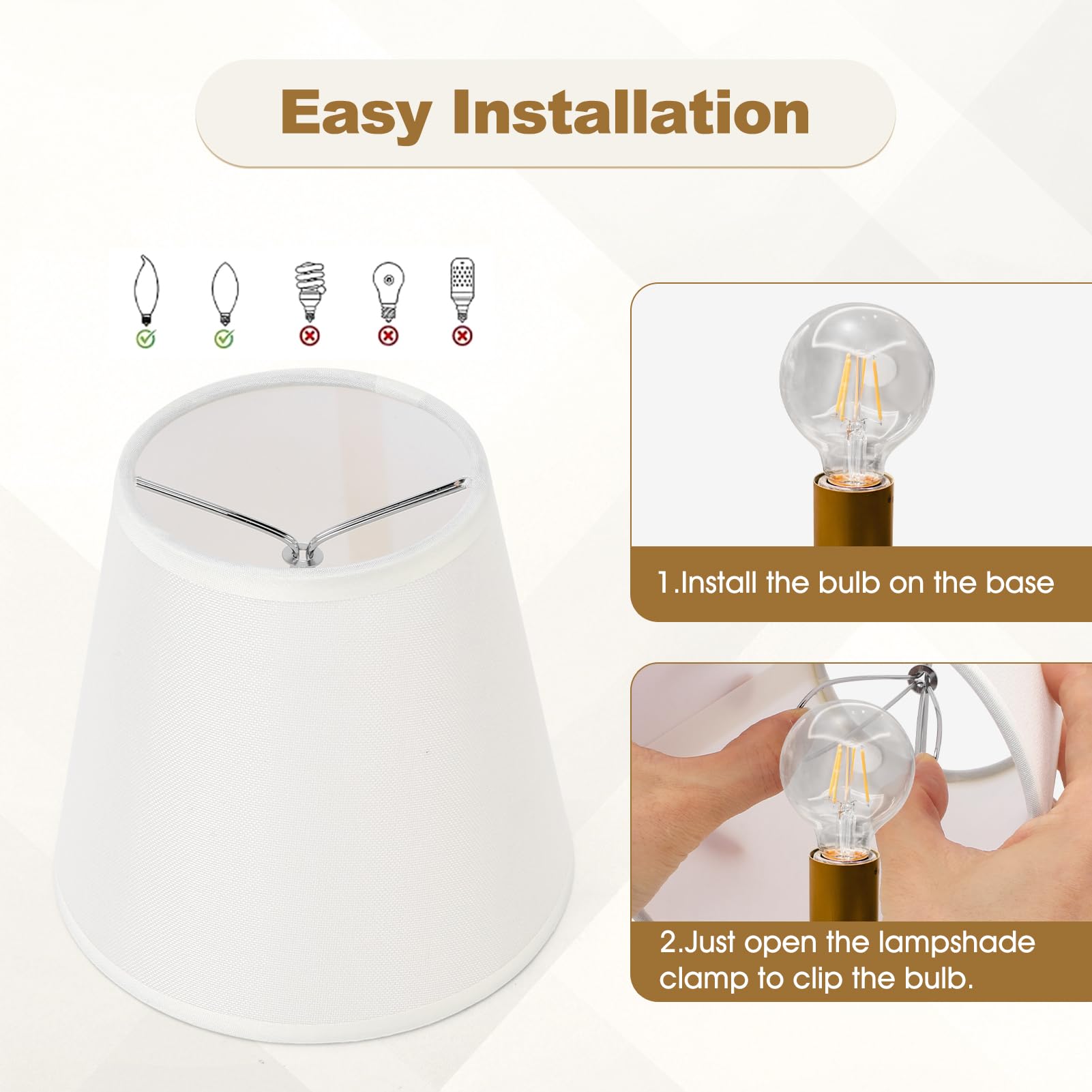 Set di 6 mini paralumi in lino E14 per lampade da tavolo, applique da parete, lampadari e lampade da terra (sottile colore beige)