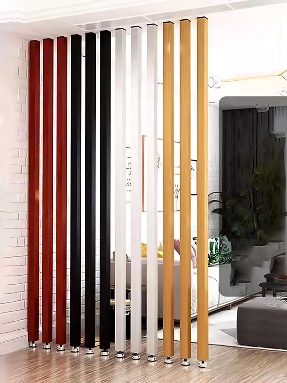 Cloison Séparation Pièce En Bois Massif Du Sol Au Plafond - Design Moderne Floral Creux, Autoportante Sans Perçage