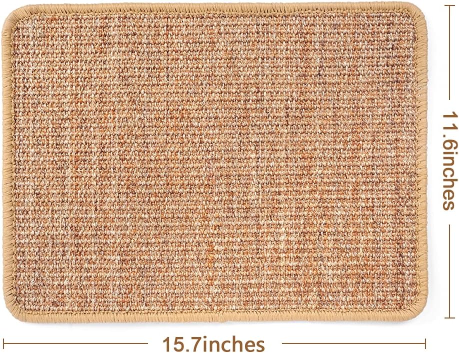 Sisal Cat Scratcher Scratch Pad Mat - Natural Fabric Scratching Carpet for Indoor Cats (Brown)