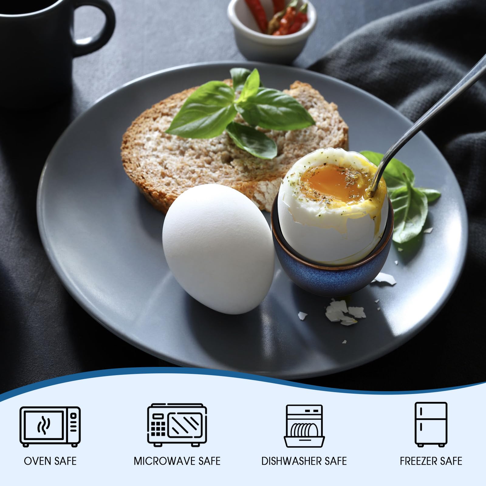 6 Piezas Hueveras, Huevera de Porcelana, Hueveras de Cerámica Azul, Huevos Soporte de Porcelana, Hueveras para Desayuno