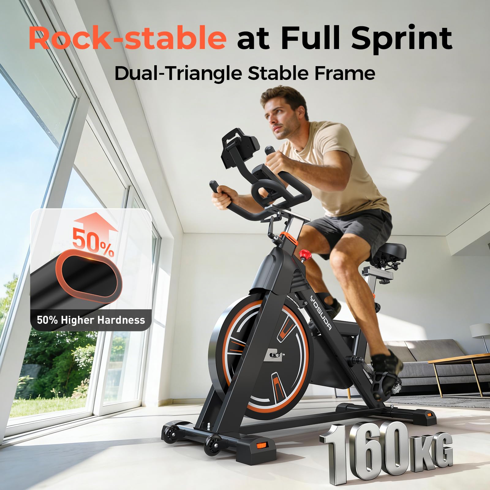 YOSUDA Heimtrainer, 2026 Neues Spin Bike mit Einstellbarem Magnetwiderstand, Leise Indoor Cycling Bike für den Heimgebrauch, LCD & App, Tablethalter, 80% vormontiert, Stationäres Fahrrad