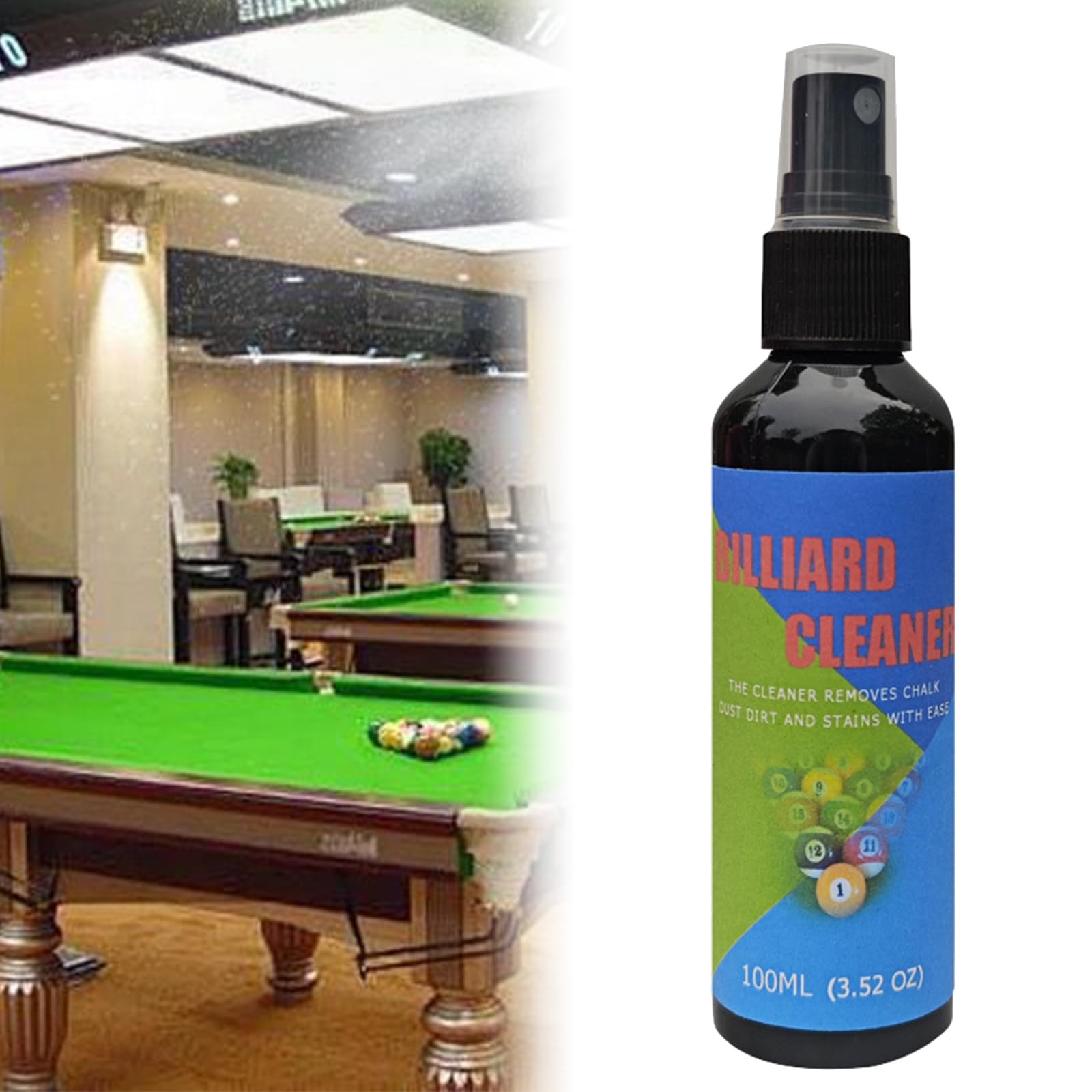 Csafyrt Pool Ball Cleaner, 100ml Restorer Polish Ball Spray, Machine or Hand Wash Pool Table Cleaner Removes Chalk Residue, Dust, Dirt