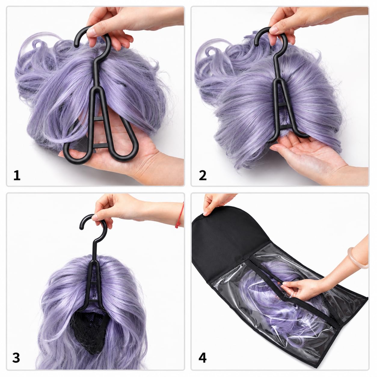 12PCS Hair Extension Holder Wig Storage Bags with Hangers