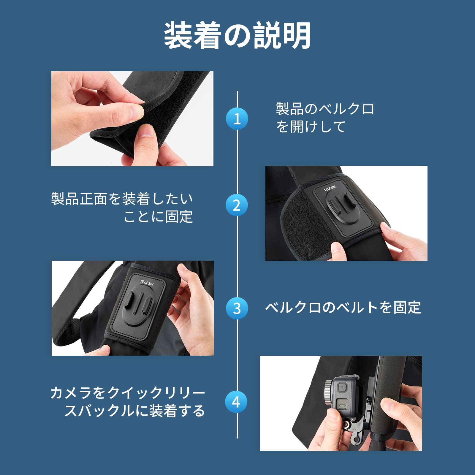 TELESIN Gopro用クリップマウント 360度回転 リュックマウント