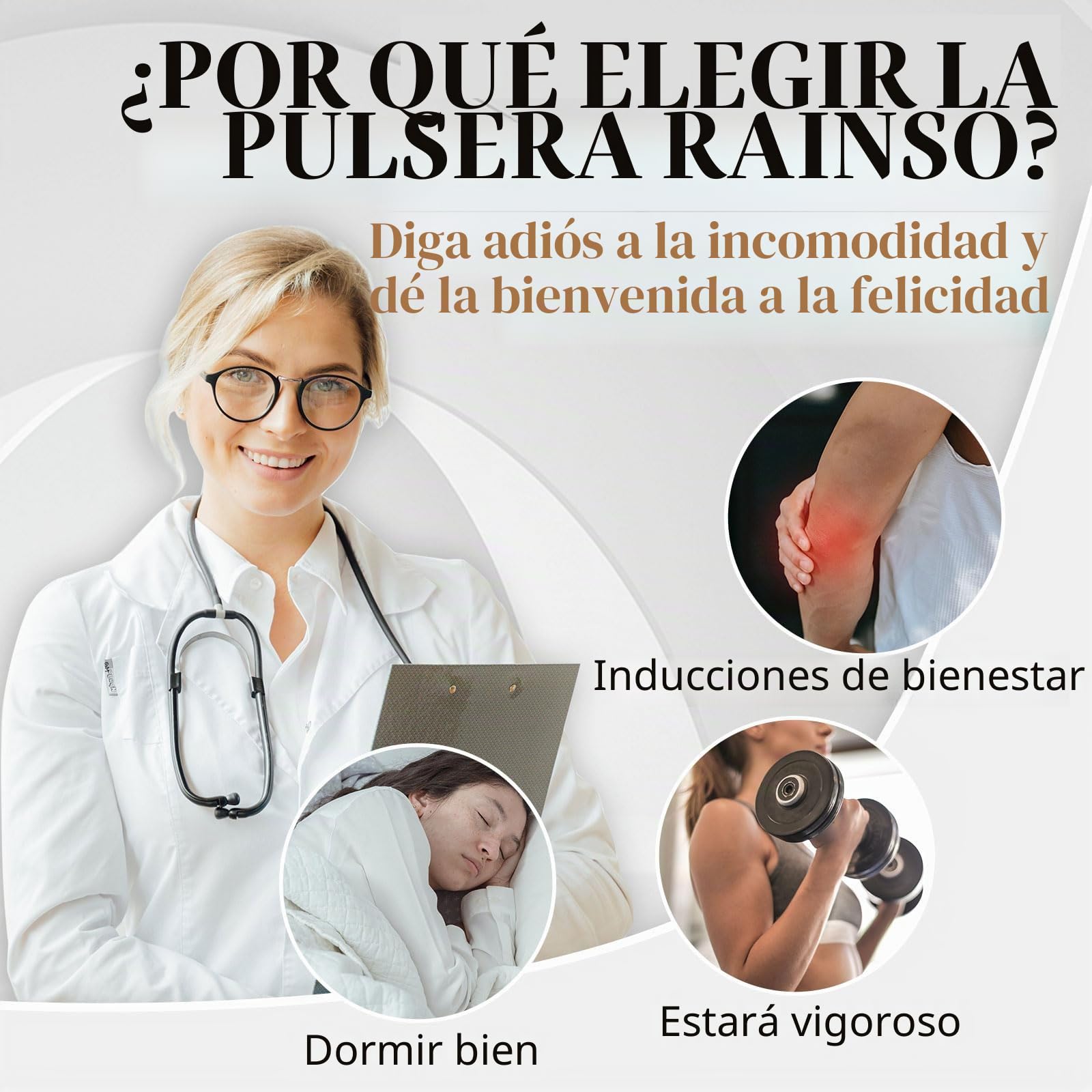RainSo Pulseras magnéticas de cobre puro para terapia de artritis con 3 hebillas ajustables