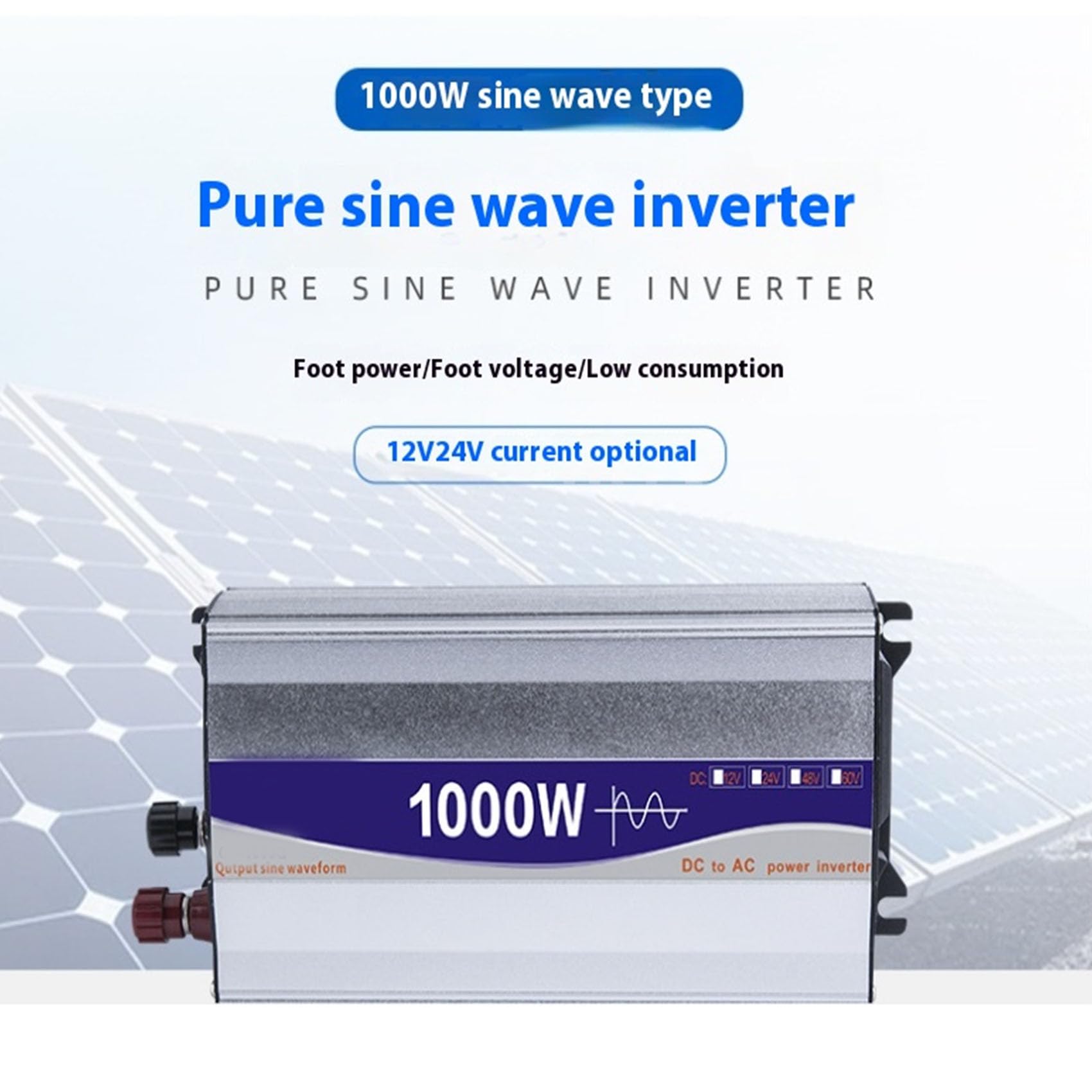 Reiner Sinuswellen-Auto-Wechselrichter 1000W 12V 24V bis 220V tragbarer Haushalts-Wechselrichter geeignet für Urlaub, Camping und Geschäftsreisen