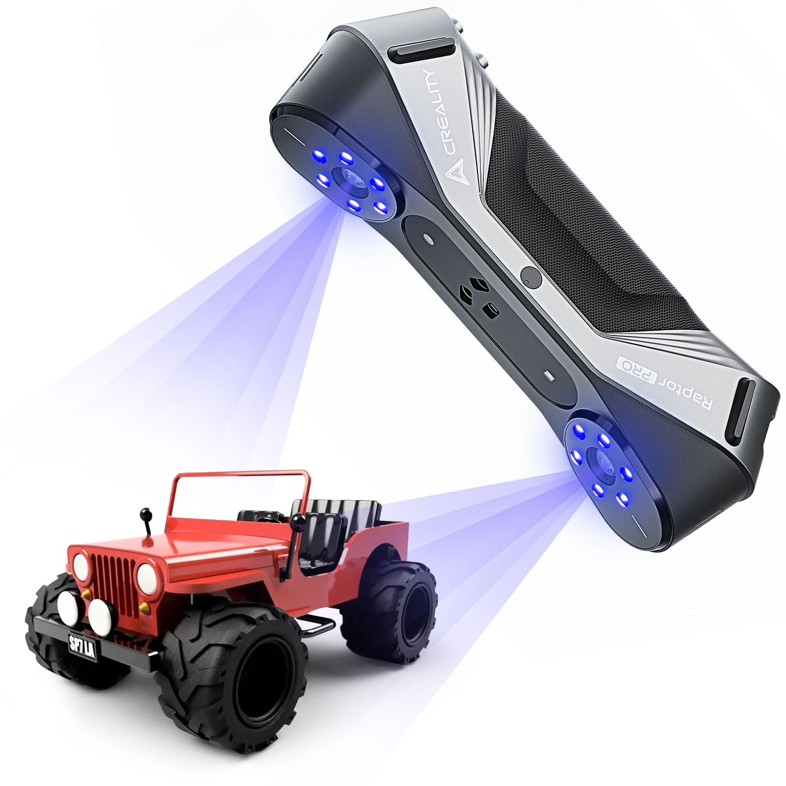 Creality CR-Scan Raptor Pro 3D Scanner, 22 Cross + 7 Parallel Blue Laser Lines, Infrared Mode, 0.02mm Accuracy, 24-Bit Color, 60FPS, Scans Tiny to Large Objects for 3D Printing, Mac/Windows