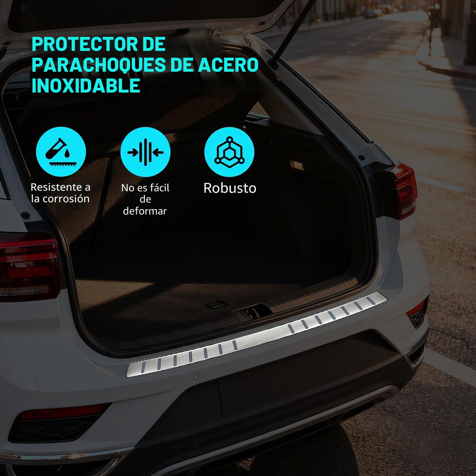 Protector de Borde de Carga Compatible con VW T-ROC 2017-2025 | Protector de Parachoques de Acero Inoxidable