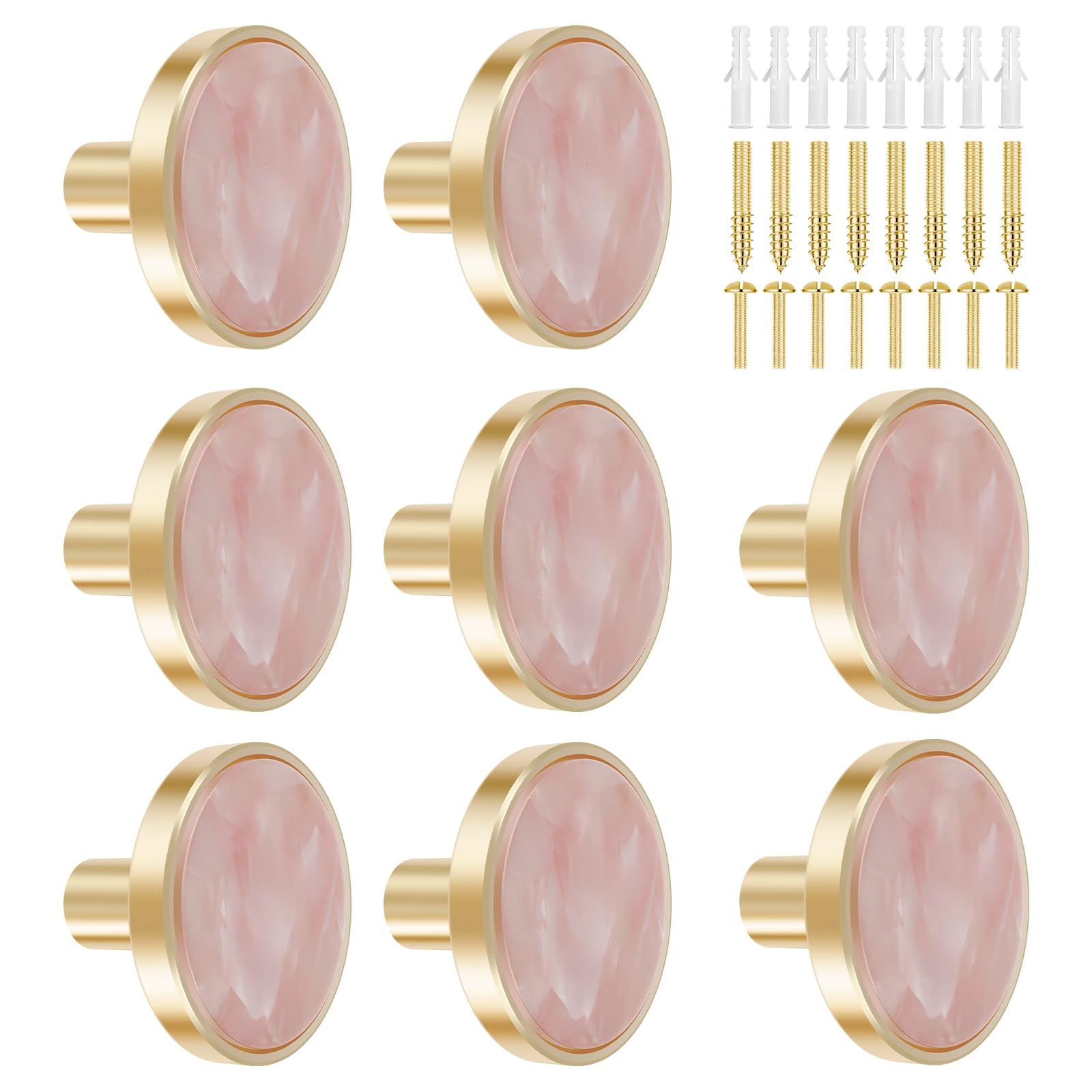 Shaojian Pink 8Pcs Drawer Knob Set Brushed Zinc Alloy Cabinet Knobs 32X25mm Kitchen Cabinet Handles Decorative Exquisite Furniture Knob Dresser Knob For Closet Drawer Dresser Door(Pink)