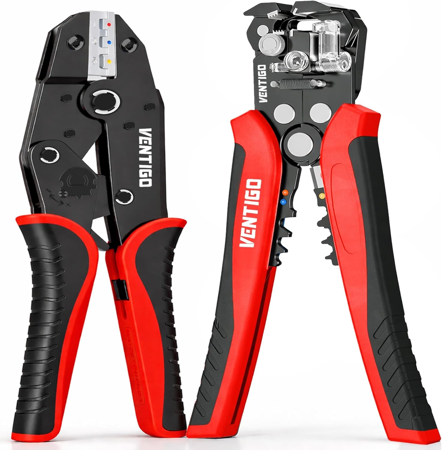 2 Pack Wire Stripper & Crimping Tool Set, 3-in-1 Automatic Wire Stripper & Crimper for 10-24 AWG with Crimping Tool for Insulated Connectors AWG 22-10, Adjustable Ergonomic Handle for Home & Pro Use