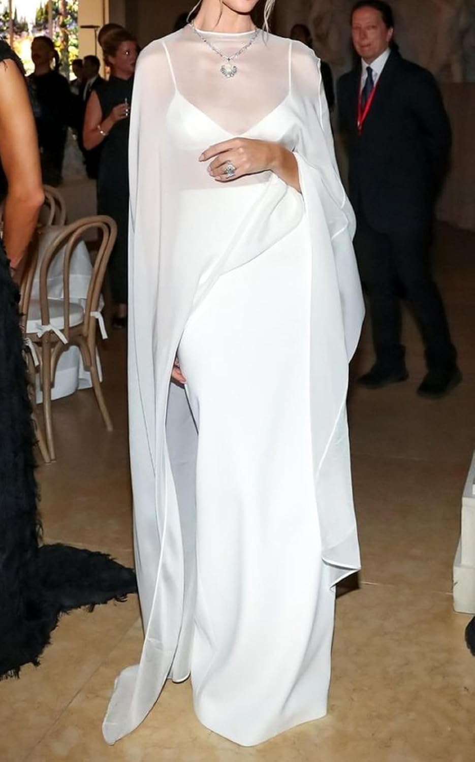 Women Chiffon Long Cape High Low Flowy Poncho Sheer Mesh Shawl and Wraps Capelets Bridal Wedding Evening - Image 4