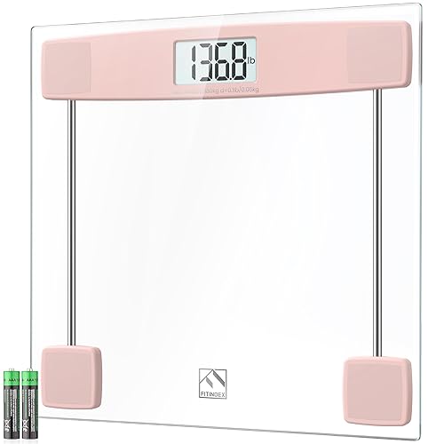 Miniatura 8 de FITINDEX Báscula de baño para peso corporal, báscula digital transparente con pantalla LCD grande, sensores de alta precisión, vidrio templado