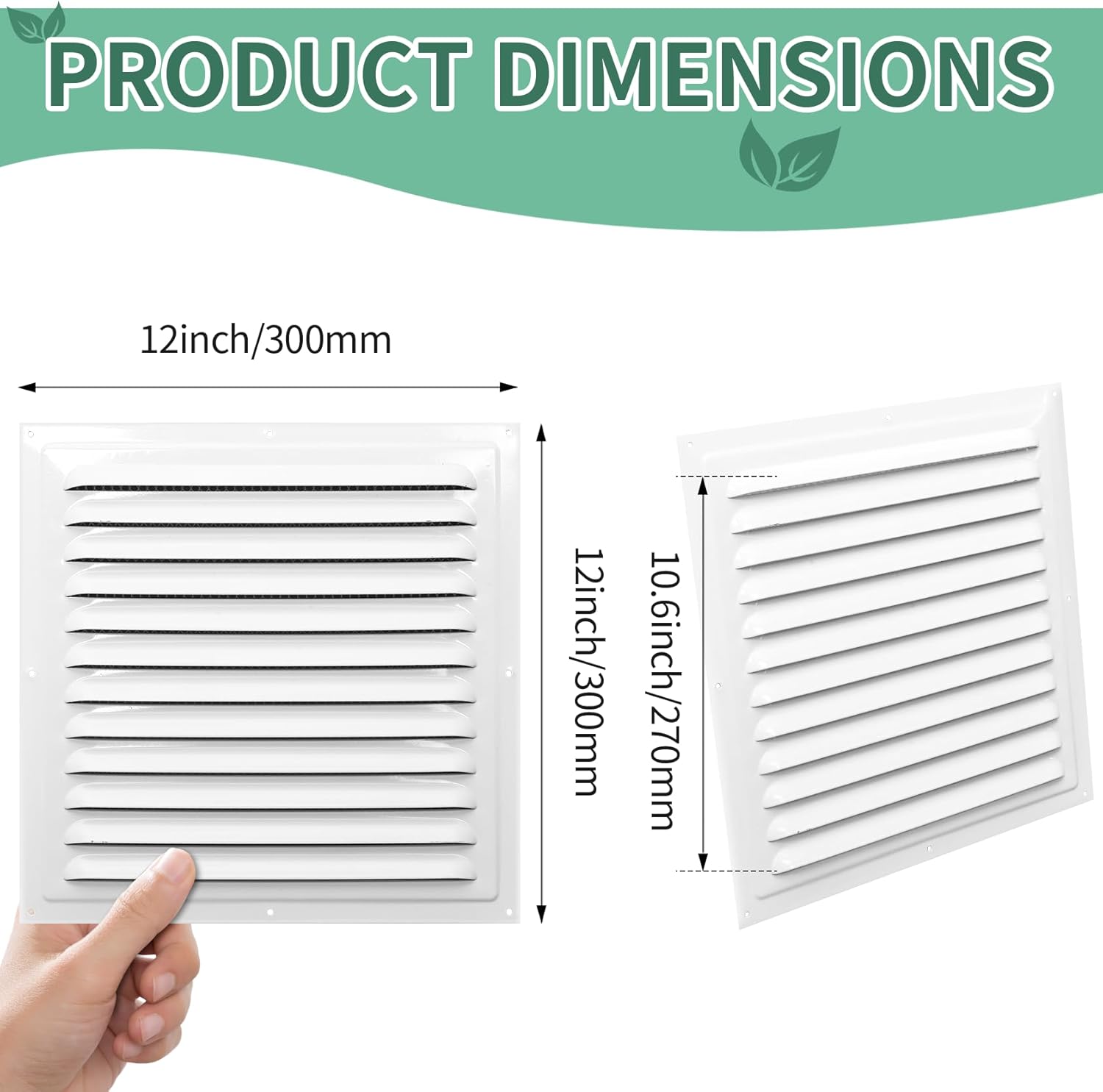 3Pcs 12"x12" Aluminum Gable Vents Attic Vents Metal Gable Wall Shed Vent with Screw and Screen Mesh, Square Return Louver Grille for Ventilation Exterior Door House Attic Garage Ceiling White