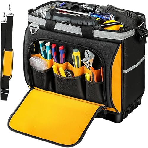 Electrician Tool Bag - Tool Bag Organizer, Multi-Pockets Electrician Caaddy, Construction Tools Pouch With Waterproof Hard Base, Detailing Bags For